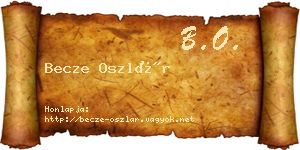 Becze Oszlár névjegykártya
